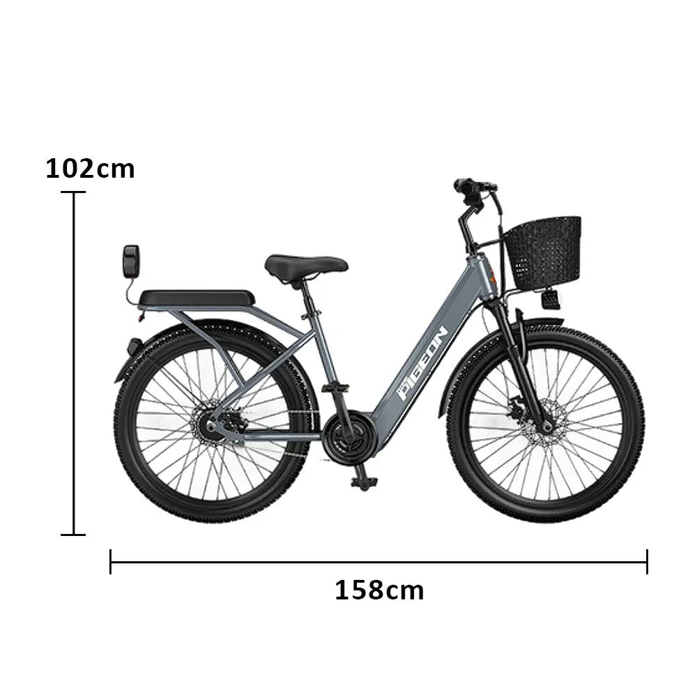 VOLTUS Electric Bike 400W Speed-Assist Motor Carbon Alloy Frame 24-Inch Spoked Wheel Grey