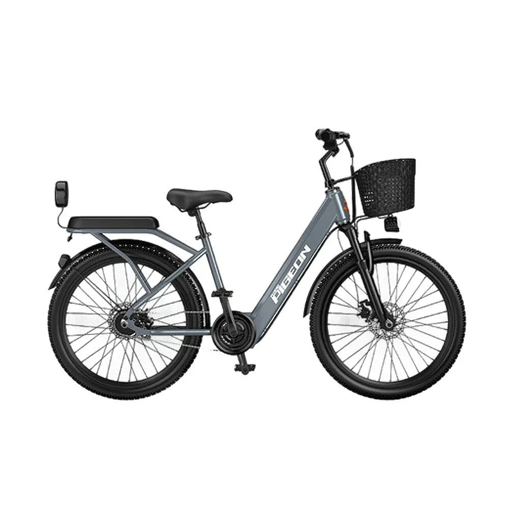 VOLTUS Electric Bike 400W Speed-Assist Motor Carbon Alloy Frame 24-Inch Spoked Wheel Grey