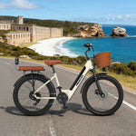 VOLTUS Folding Electric Bike 400W Motor Carbon Alloy Frame Shimano 7-Speed 24-Inch Khaki