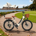 VOLTUS Folding Electric Bike 400W Motor Carbon Alloy Frame Shimano 7-Speed 24-Inch Khaki