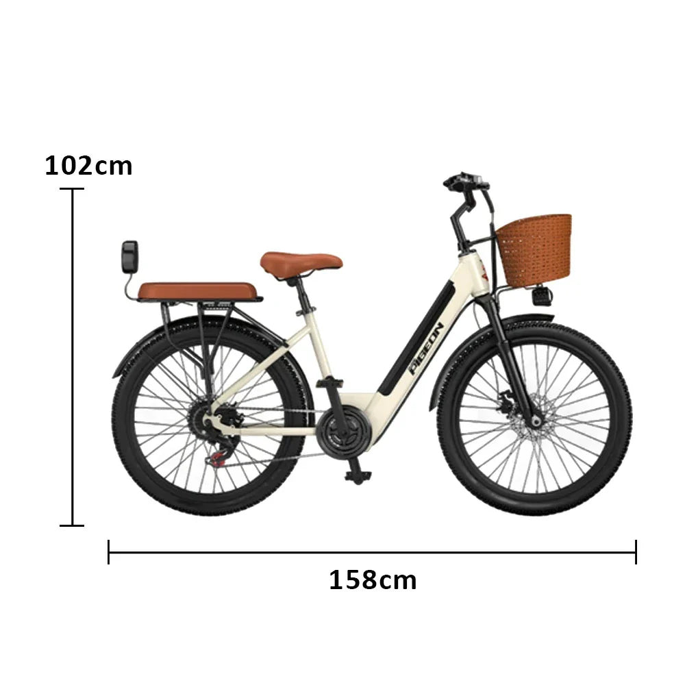VOLTUS Folding Electric Bike 400W Motor Carbon Alloy Frame Shimano 7-Speed 24-Inch Khaki