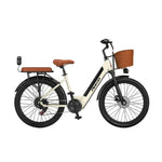 VOLTUS Folding Electric Bike 400W Motor Carbon Alloy Frame Shimano 7-Speed 24-Inch Khaki