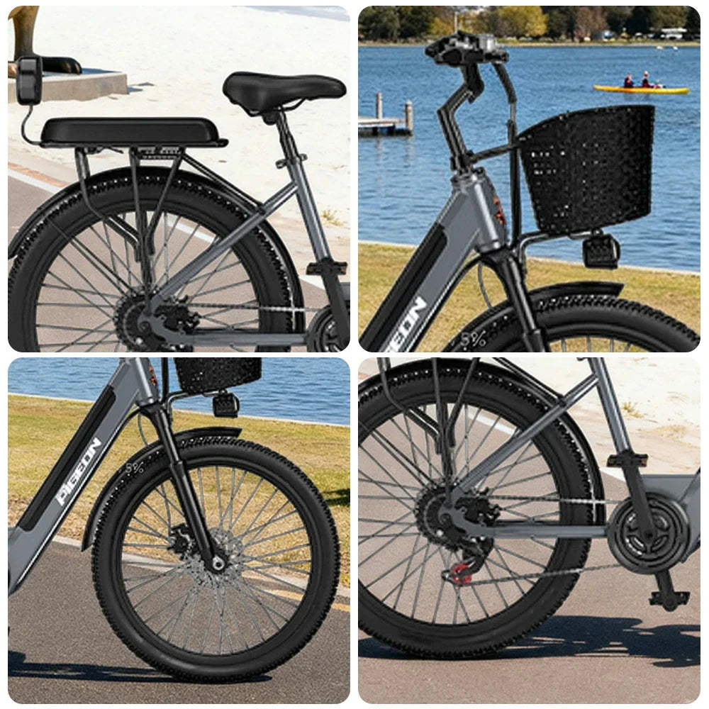 VOLTUS Folding Electric Bike 400W Motor Carbon Alloy Frame Shimano 7-Speed 24-Inch Grey