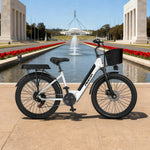 VOLTUS Folding Electric Bike 400W Motor Carbon Alloy Frame Shimano 7-Speed 24-Inch White