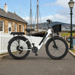 VOLTUS Folding Electric Bike 400W Motor Carbon Alloy Frame Shimano 7-Speed 24-Inch White