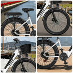 VOLTUS Folding Electric Bike 400W Motor Carbon Alloy Frame Shimano 7-Speed 24-Inch White