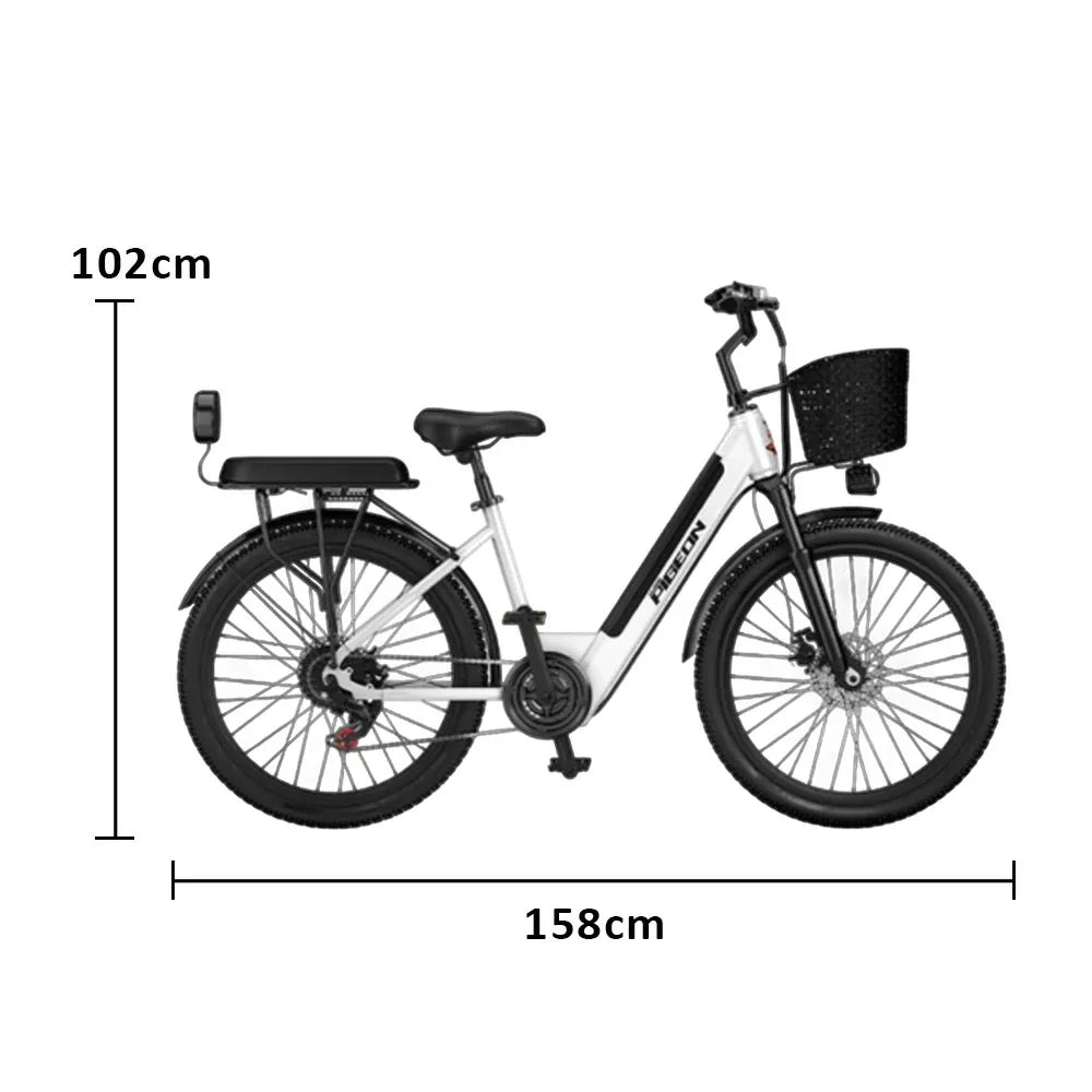 VOLTUS Folding Electric Bike 400W Motor Carbon Alloy Frame Shimano 7-Speed 24-Inch White