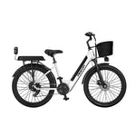 VOLTUS Folding Electric Bike 400W Motor Carbon Alloy Frame Shimano 7-Speed 24-Inch White