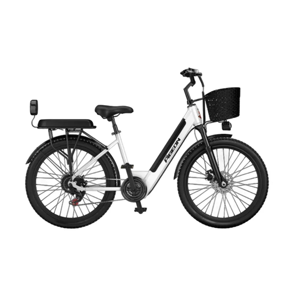 VOLTUS Folding Electric Bike 400W Motor Carbon Alloy Frame Shimano 7-Speed 24-Inch White