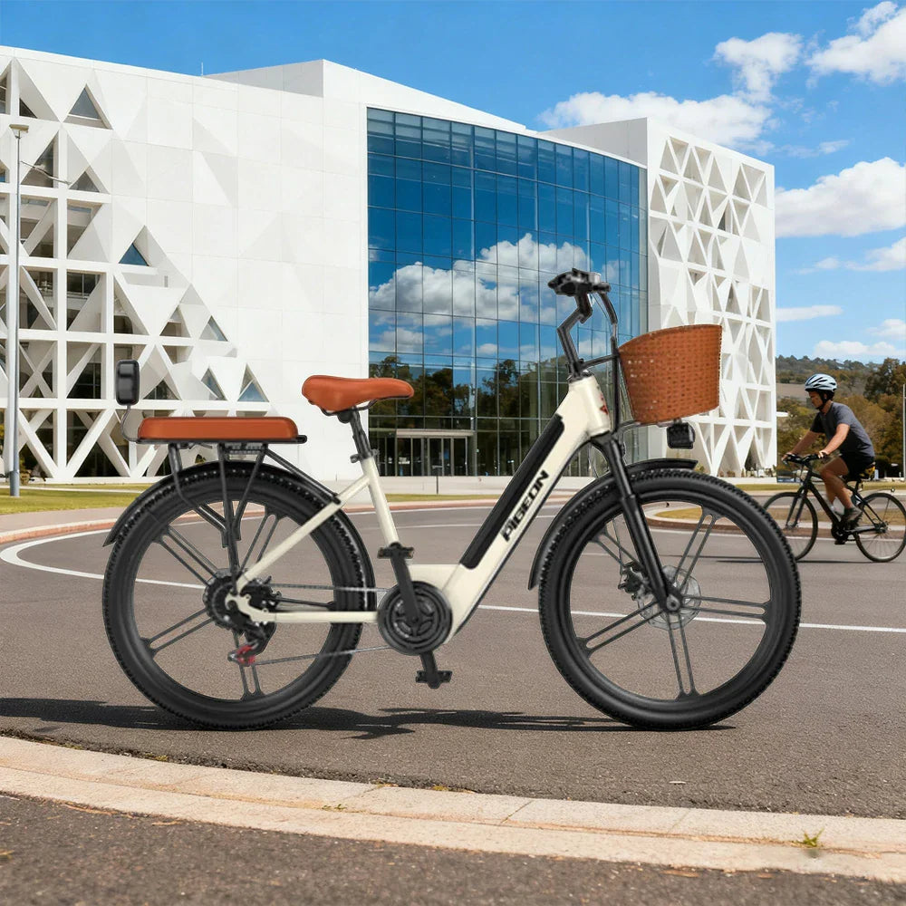 VOLTUS Folding Electric Bike 400W Motor Carbon Alloy Frame Shimano 7-Speed 24-Inch Khaki