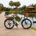 VOLTUS Folding Electric Bike 400W Motor Carbon Alloy Frame Shimano 7-Speed 24-Inch Khaki