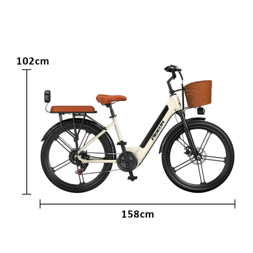 VOLTUS Folding Electric Bike 400W Motor Carbon Alloy Frame Shimano 7-Speed 24-Inch Khaki