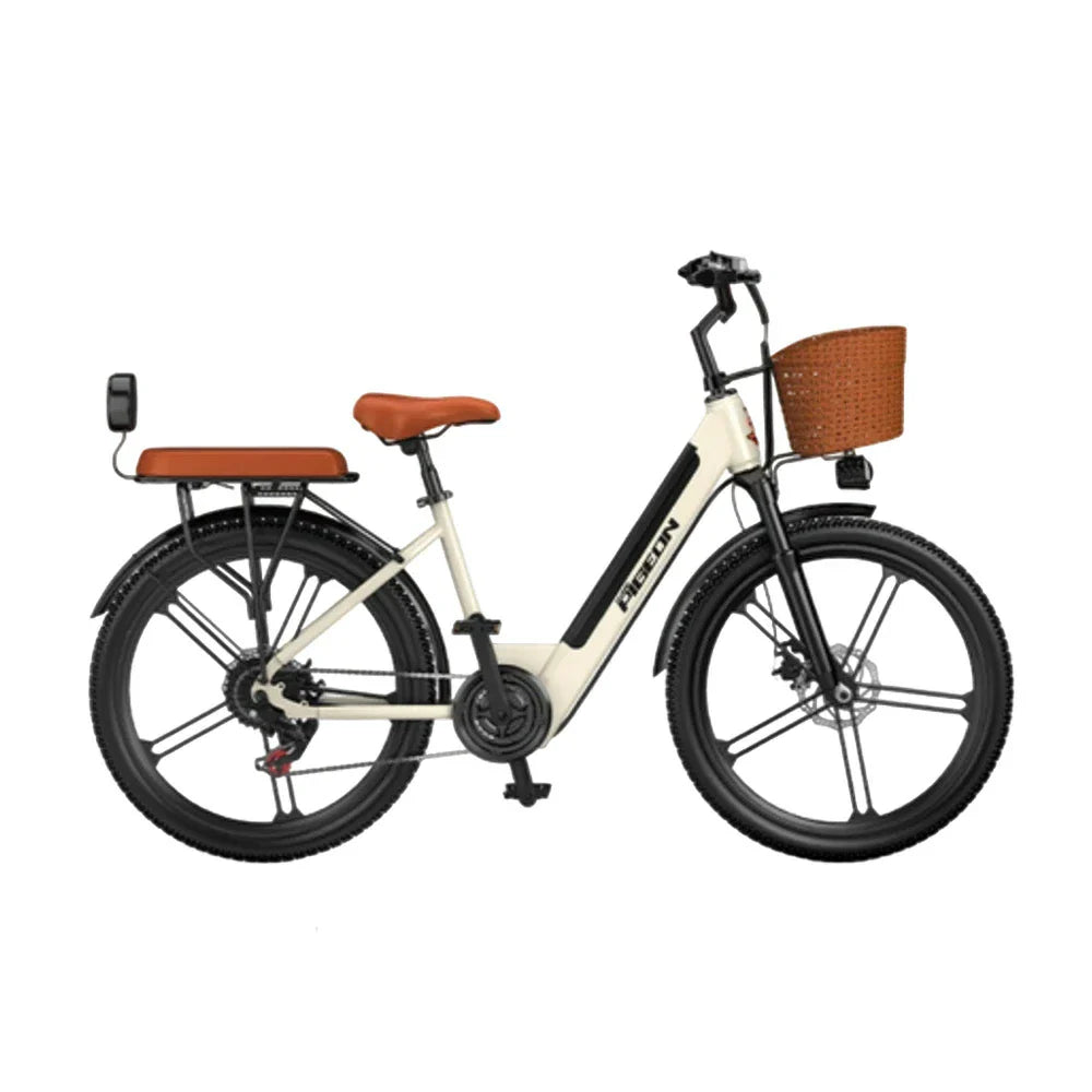 VOLTUS Folding Electric Bike 400W Motor Carbon Alloy Frame Shimano 7-Speed 24-Inch Khaki