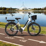 VOLTUS Folding Electric Bike 400W Motor Carbon Alloy Frame Shimano 7-Speed 24-Inch White