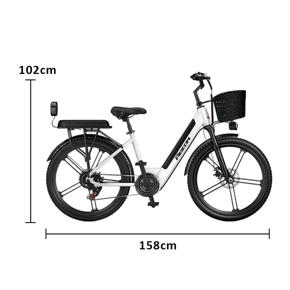 VOLTUS Folding Electric Bike 400W Motor Carbon Alloy Frame Shimano 7-Speed 24-Inch White