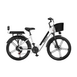 VOLTUS Folding Electric Bike 400W Motor Carbon Alloy Frame Shimano 7-Speed 24-Inch White
