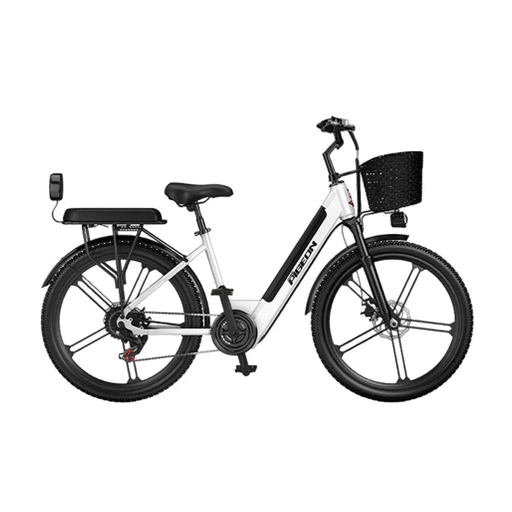 VOLTUS Folding Electric Bike 400W Motor Carbon Alloy Frame Shimano 7-Speed 24-Inch White