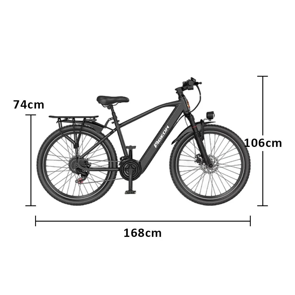 VOLTUS Electric Bike 400W Motor Carbon Alloy Frame Shimano 21-Speed 26-Inch Spoked Wheels Black