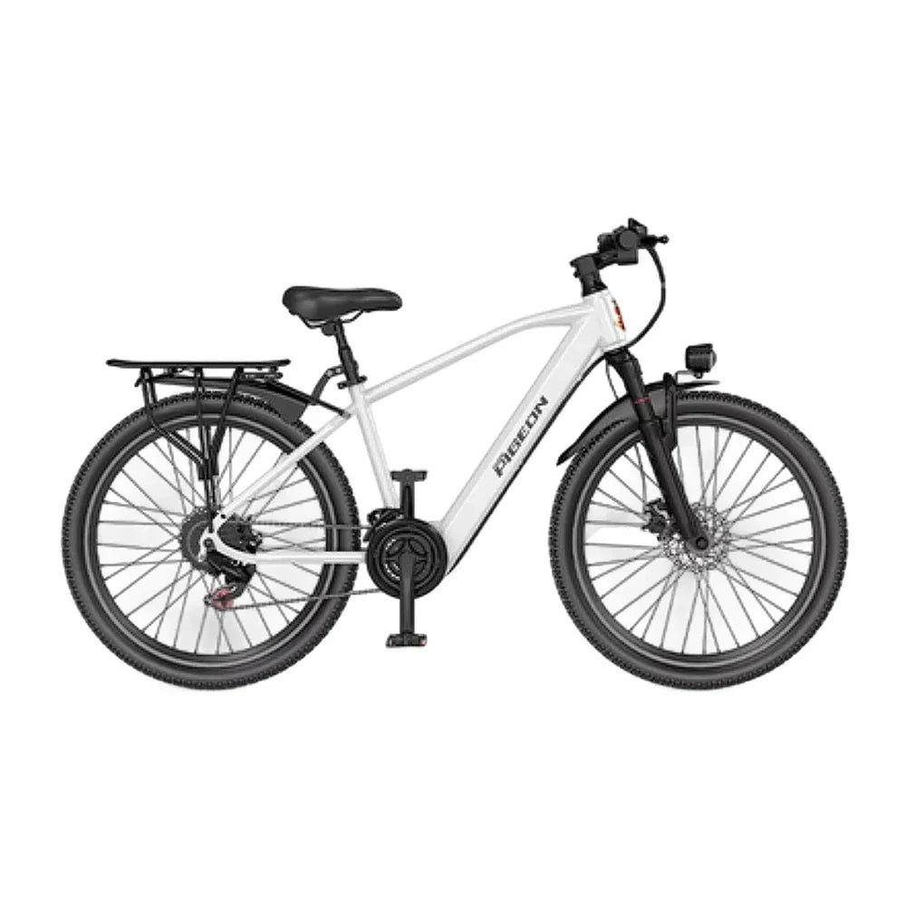 VOLTUS Electric Bike 400W Motor Carbon Alloy Frame Shimano 21-Speed 26-Inch Spoked Wheels White