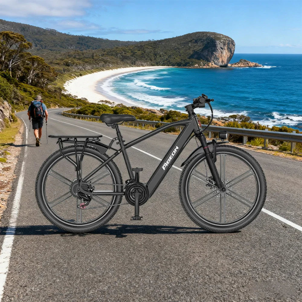 VOLTUS Electric Bike 400W Motor Carbon Alloy Frame Shimano 21-Speed 26-Inch Magnesium Alloy Integrated Wheels Black