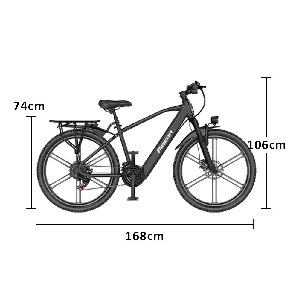 VOLTUS Electric Bike 400W Motor Carbon Alloy Frame Shimano 21-Speed 26-Inch Magnesium Alloy Integrated Wheels Black