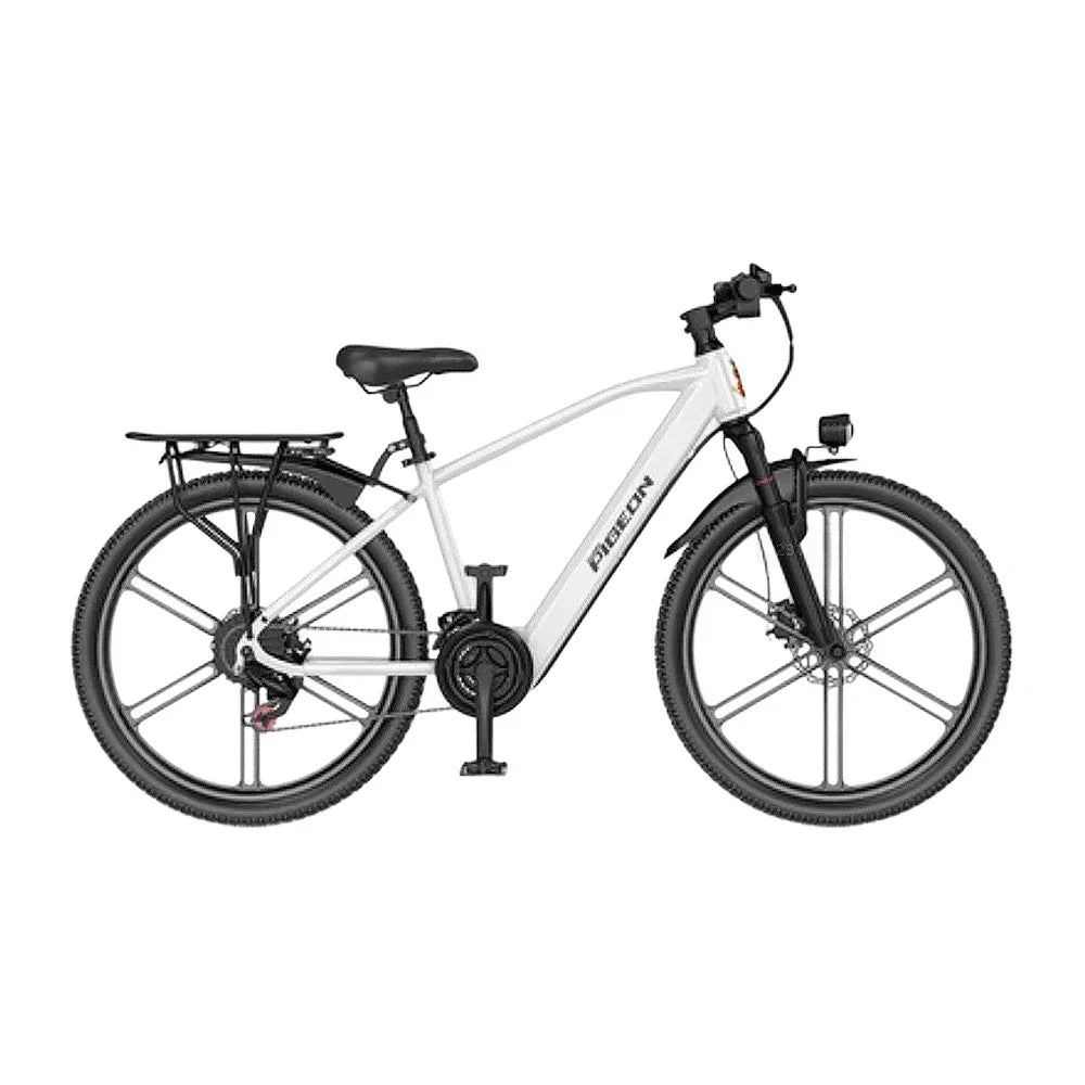 VOLTUS Electric Bike 400W Motor Carbon Alloy Frame Shimano 21-Speed 26-Inch Magnesium Alloy Integrated Wheels White
