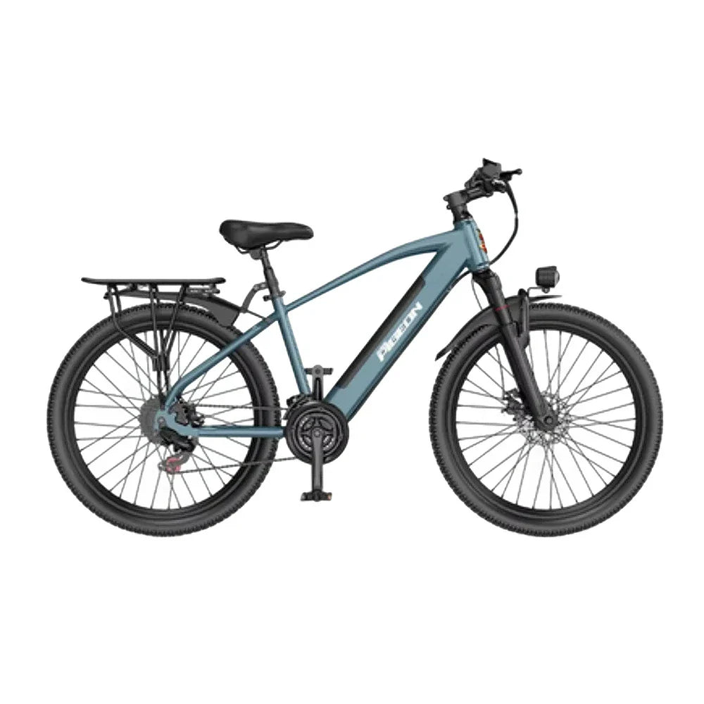 VOLTUS Electric Bike Carbon Alloy Frame Shimano 7-Speed 26-Inch Spoked Wheels  Blue