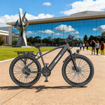 VOLTUS Electric Bike Carbon Alloy Frame Shimano 7-Speed 26-Inch Spoked Wheels  Black