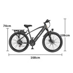 VOLTUS Electric Bike Carbon Alloy Frame Shimano 7-Speed 26-Inch Spoked Wheels  Black