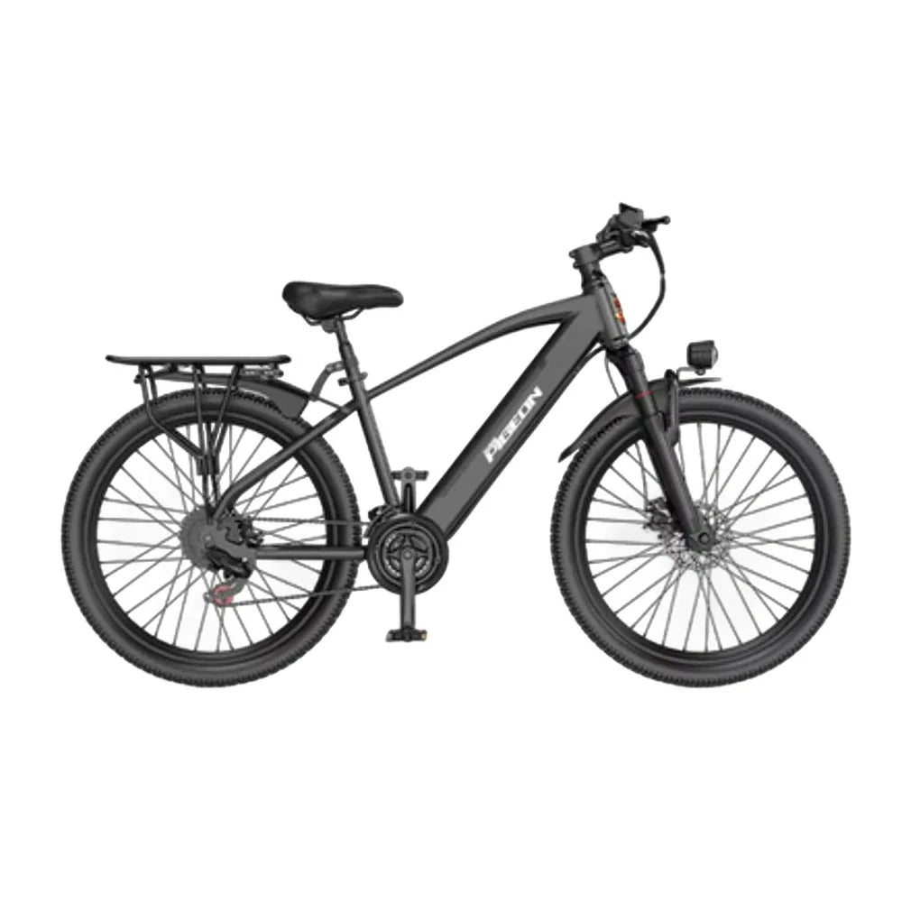 VOLTUS Electric Bike Carbon Alloy Frame Shimano 7-Speed 26-Inch Spoked Wheels  Black