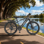 VOLTUS Electric Bike Carbon Alloy Frame Shimano 7-Speed 26-Inch Magnesium Alloy Integrated Wheels Black