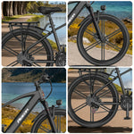 VOLTUS Electric Bike Carbon Alloy Frame Shimano 7-Speed 26-Inch Magnesium Alloy Integrated Wheels Black