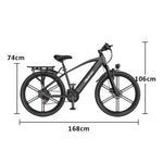 VOLTUS Electric Bike Carbon Alloy Frame Shimano 7-Speed 26-Inch Magnesium Alloy Integrated Wheels Black