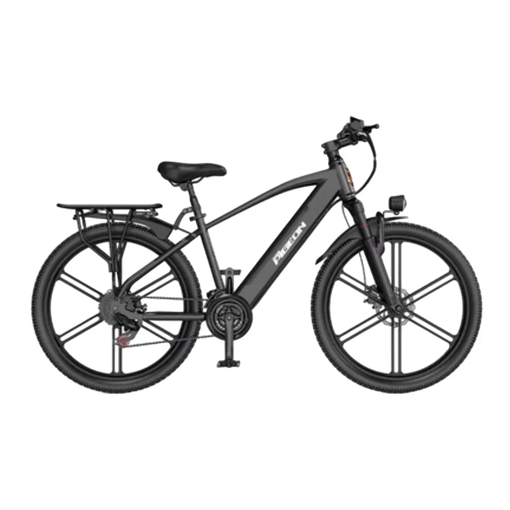 VOLTUS Electric Bike Carbon Alloy Frame Shimano 7-Speed 26-Inch Magnesium Alloy Integrated Wheels Black