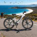 VOLTUS Electric Bike Carbon Alloy Frame Shimano 7-Speed 26-Inch Magnesium Alloy Integrated Wheels White