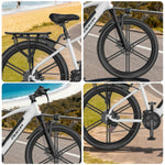 VOLTUS Electric Bike Carbon Alloy Frame Shimano 7-Speed 26-Inch Magnesium Alloy Integrated Wheels White