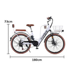 VOLTUS Electric Bike 10/25/40A 26-inch Tires Non-slip PVC Hydraulic Suspension 7-Speed Gear Hidden White