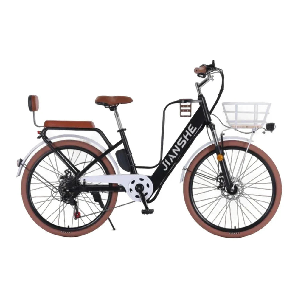 VOLTUS Electric Bike 10/25/40A 26-inch Tires Non-slip PVC Hydraulic Suspension 7-Speed Gear Hidden Black