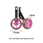 VOLTUS Kids Bicycle Training Wheels Smooth Quiet Rolling Reinforced Steel Bracket Stable Balance Support for 16/18/20 Inch Bikes - Pink
