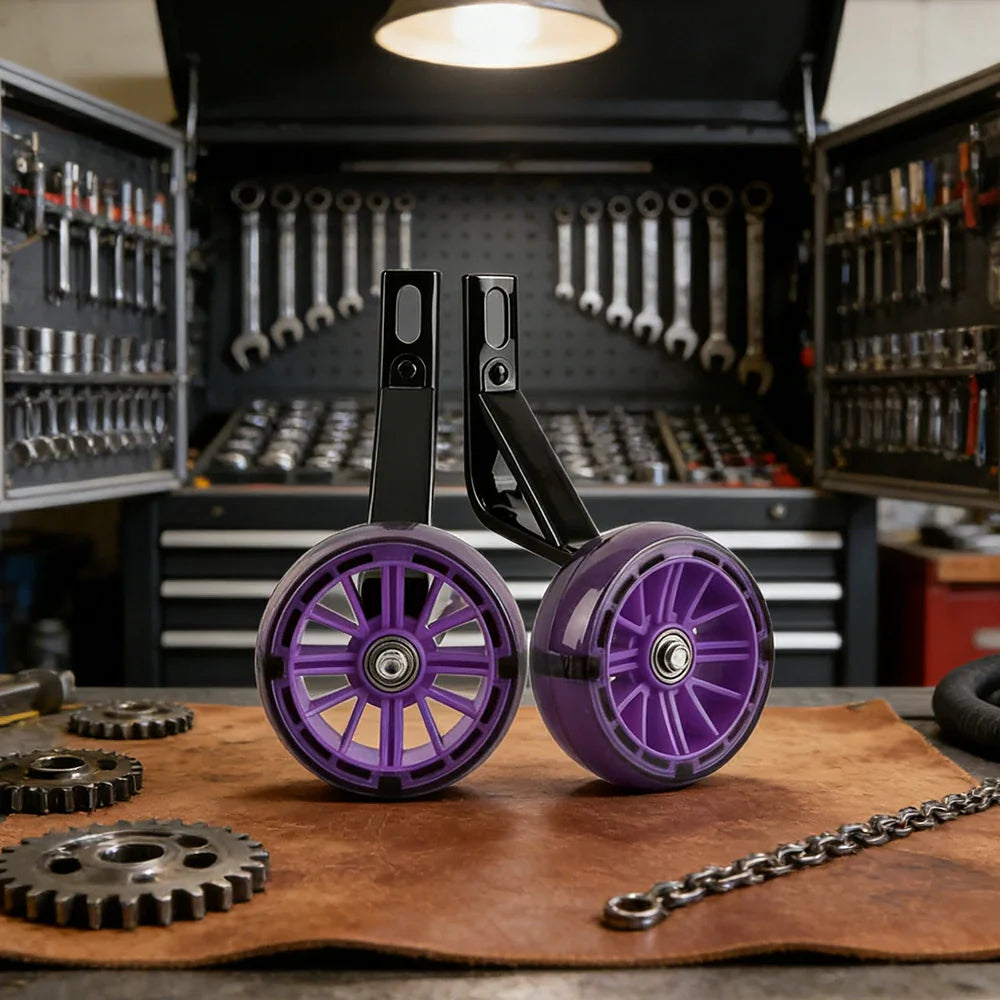VOLTUS Kids Bicycle Training Wheels Smooth Quiet Rolling Reinforced Steel Bracket Stable Balance Support for 16/18/20 Inch Bikes - Purple