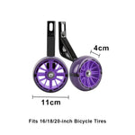 VOLTUS Kids Bicycle Training Wheels Smooth Quiet Rolling Reinforced Steel Bracket Stable Balance Support for 16/18/20 Inch Bikes - Purple