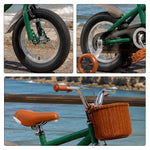 VOLTUS 16 Inch Kids Bike with Training Wheels, Front Basket & Adjustable Seat for Beginner Riders - British Post Green