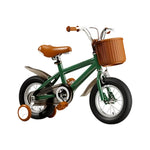 VOLTUS 16 Inch Kids Bike with Training Wheels, Front Basket & Adjustable Seat for Beginner Riders - British Post Green