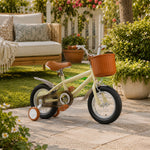VOLTUS 16 Inch Kids Bike with Training Wheels, Front Basket & Adjustable Seat for Beginner Riders - Yellow