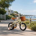 VOLTUS 16 Inch Kids Bike with Training Wheels, Front Basket & Adjustable Seat for Beginner Riders - Yellow