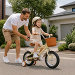 VOLTUS 16 Inch Kids Bike with Training Wheels, Front Basket & Adjustable Seat for Beginner Riders - Yellow