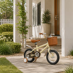 VOLTUS 16 Inch Kids Bike with Training Wheels, Front Basket & Adjustable Seat for Beginner Riders - Yellow