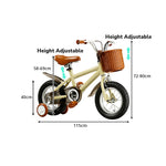 VOLTUS 16 Inch Kids Bike with Training Wheels, Front Basket & Adjustable Seat for Beginner Riders - Yellow