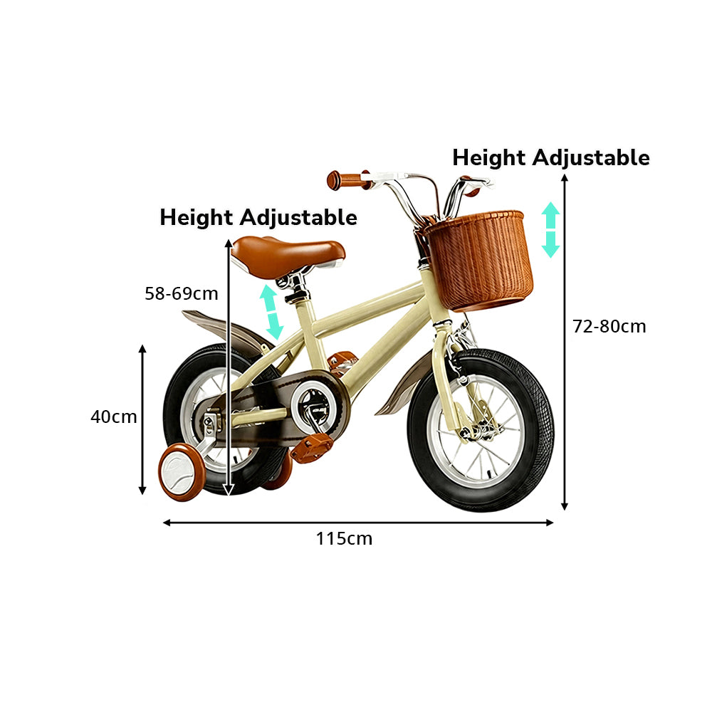 VOLTUS 16 Inch Kids Bike with Training Wheels, Front Basket & Adjustable Seat for Beginner Riders - Yellow
