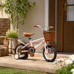 VOLTUS 16 Inch Kids Bike with Training Wheels, Front Basket & Adjustable Seat for Beginner Riders - Pink